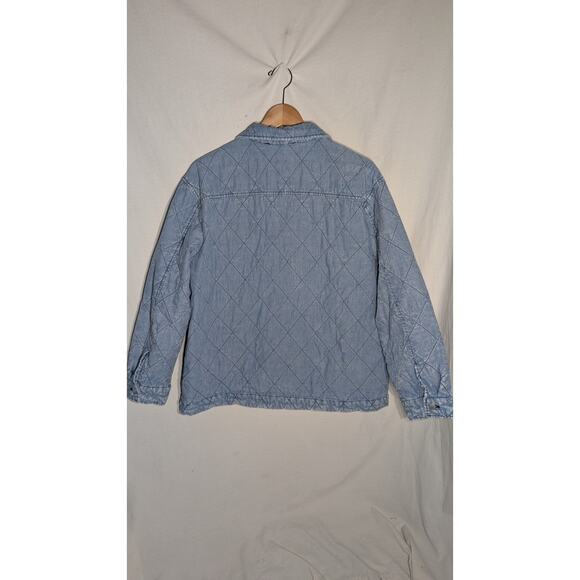 Jane + Delancey Womens Denim Style Quilted Button Front Jacket Sz L Blue Wash - Picture 5 of 7